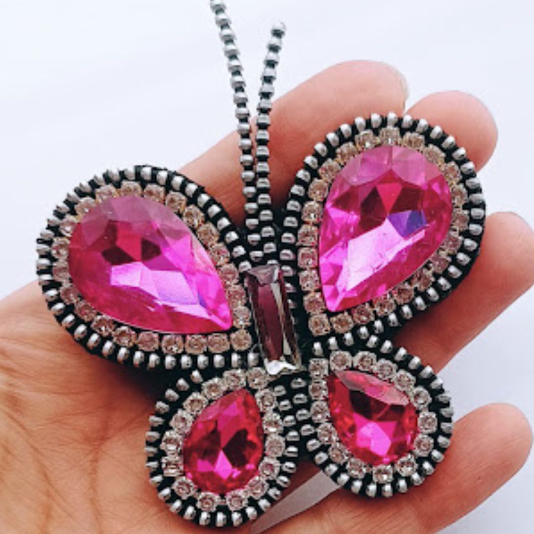 Mariposa Magenta de Cristal - vista 2